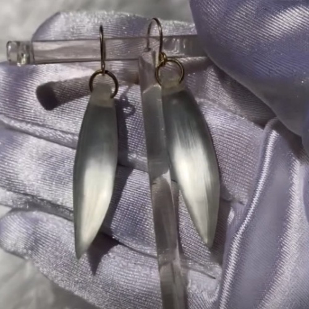 Vintage Alexis Bittar SLIVER lucite earrings in white color with 10K gold hooks
